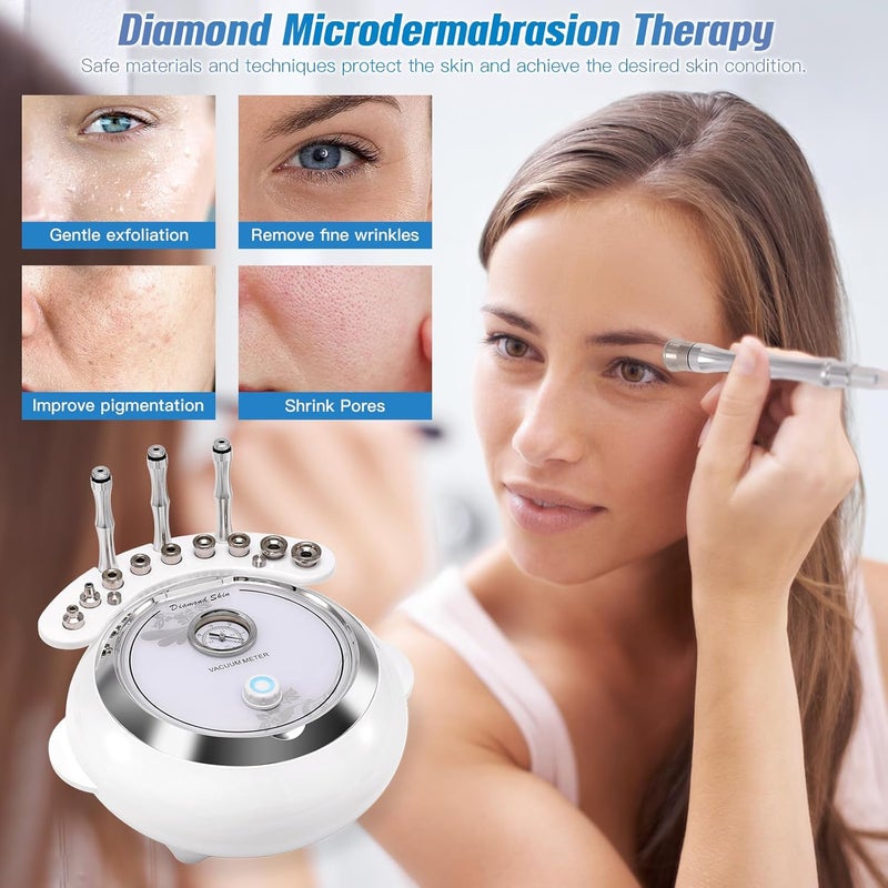TopDirect Diamond Microdermabrasion Machine, 3 IN 1 Professional Dermabrasion Skincare Device for Adjustable Suction Facial Treatment (Suction Power: 0-68cmHg) - Image 4